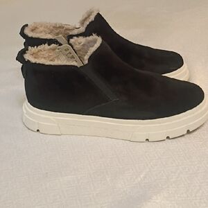 Franco Sarto Black and Cream Fur-Lined Sneakers